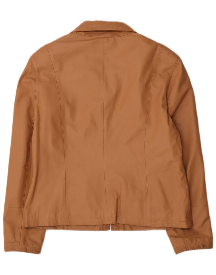 Franco Callegari Womens Bomber Leather Jacket UK 16 Large Beige Leather