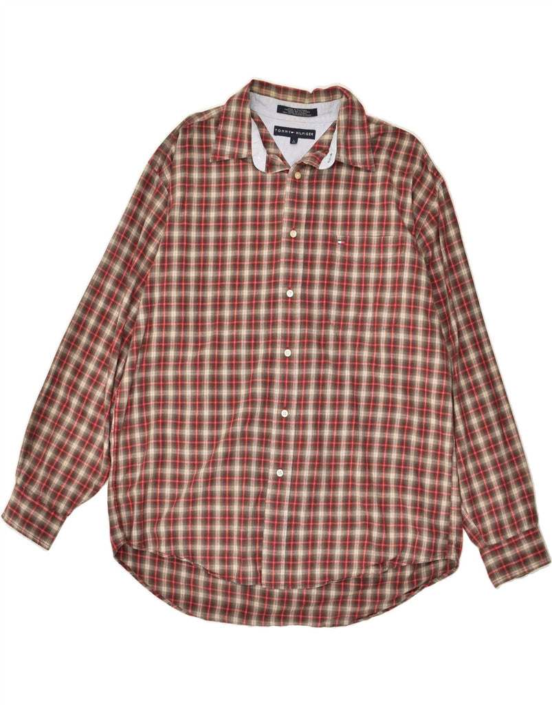 TOMMY HILFIGER Mens Shirt Large Red Check Cotton | Vintage Tommy Hilfiger | Thrift | Second-Hand Tommy Hilfiger | Used Clothing | Messina Hembry 