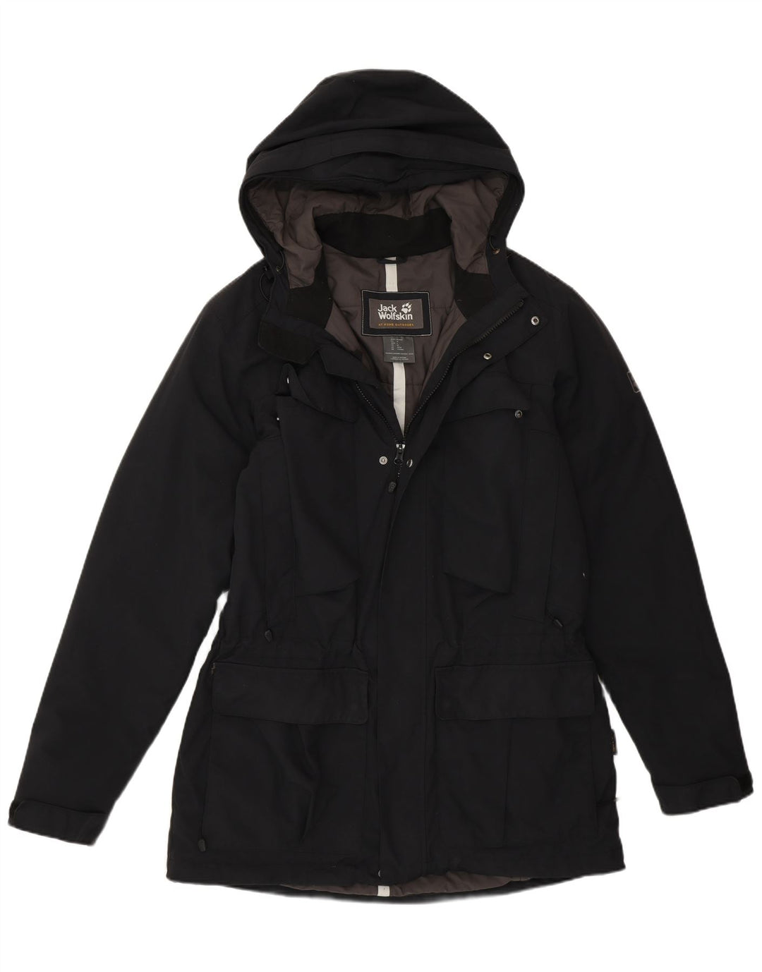 Jack Wolfskin Mens Hooded Windbreaker Coat UK 36/38 Medium Black Polyamide