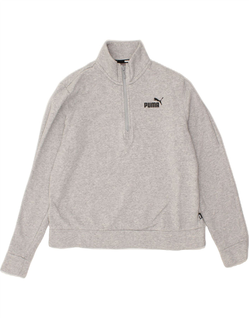 PUMA Womens Zip Neck Sweatshirt Jumper UK 14 Medium Grey Cotton Vintage Puma and Second-Hand Puma from Messina Hembry 