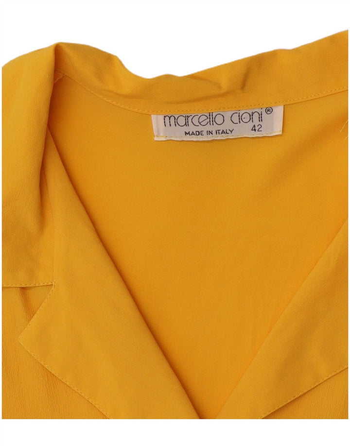Marcello Cioni Womens Short Sleeve Shirt Blouse IT 42 Medium Yellow