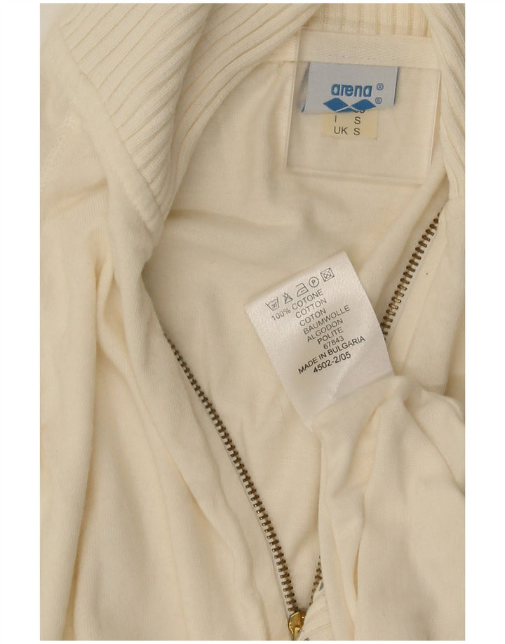 Arena Womens Graphic Oversized Tracksuit Top Jacket Small Off White Cotton
