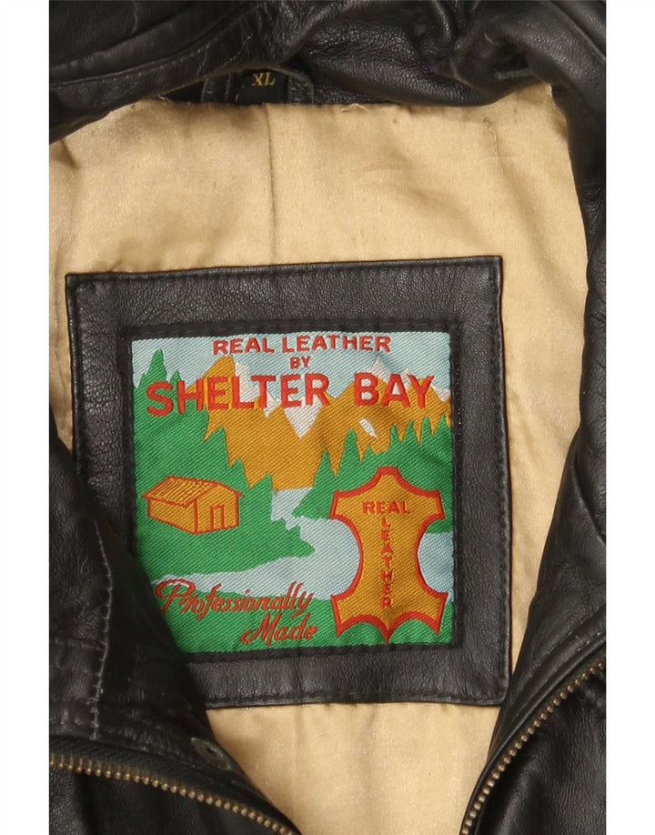 Shelter Bay Mens Leather Coat UK 42 XL Black