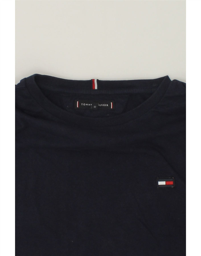 TOMMY HILFIGER Boys T-Shirt Top 11-12 Years Navy Blue Cotton | Vintage Tommy Hilfiger | Thrift | Second-Hand Tommy Hilfiger | Used Clothing | Messina Hembry 