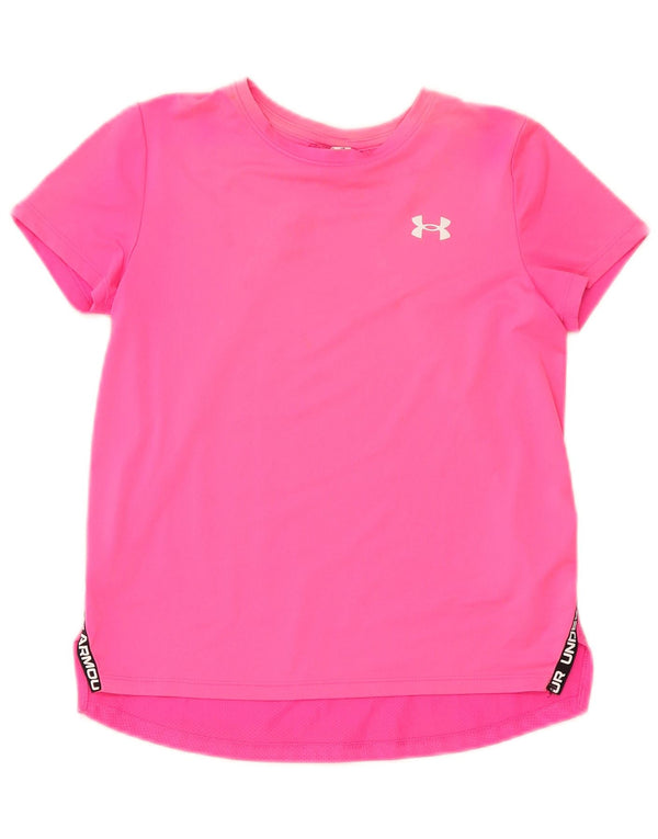 Under Armour Girls Graphic T-Shirt Top 9-10 Years Medium Pink Polyester