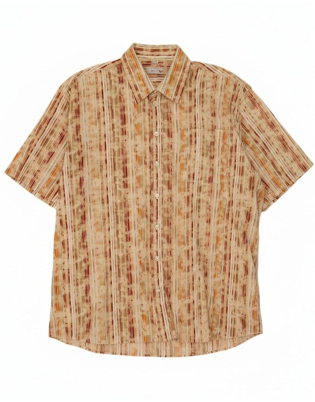 PAUL SMITH Mens Short Sleeve Shirt 2XL Beige Striped