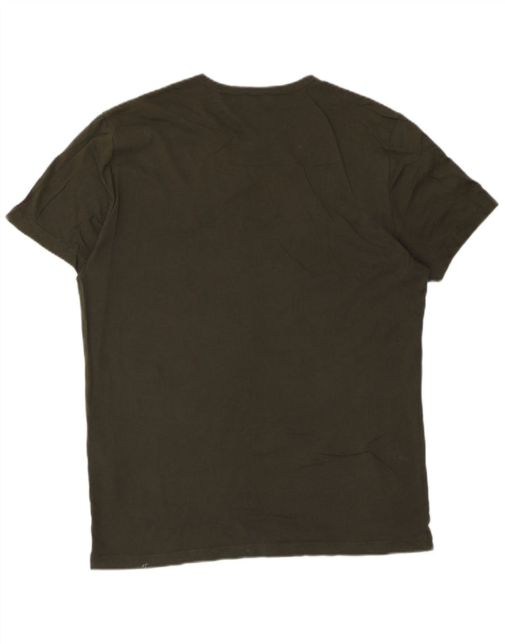 Reiss Mens T-Shirt Top Medium Khaki Cotton