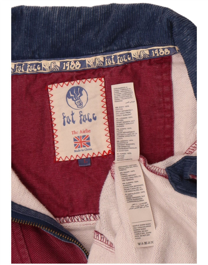 Fat Face Mens Zip Neck Sweatshirt Jumper Large Burgundy Colourblock Cotton