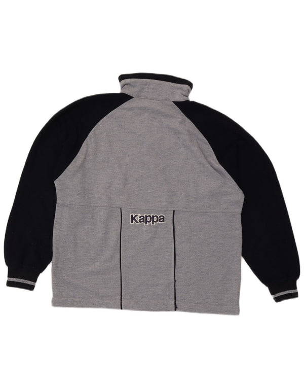 Kappa Mens Graphic Zip Neck Sweatshirt Jumper Medium Grey Colourblock