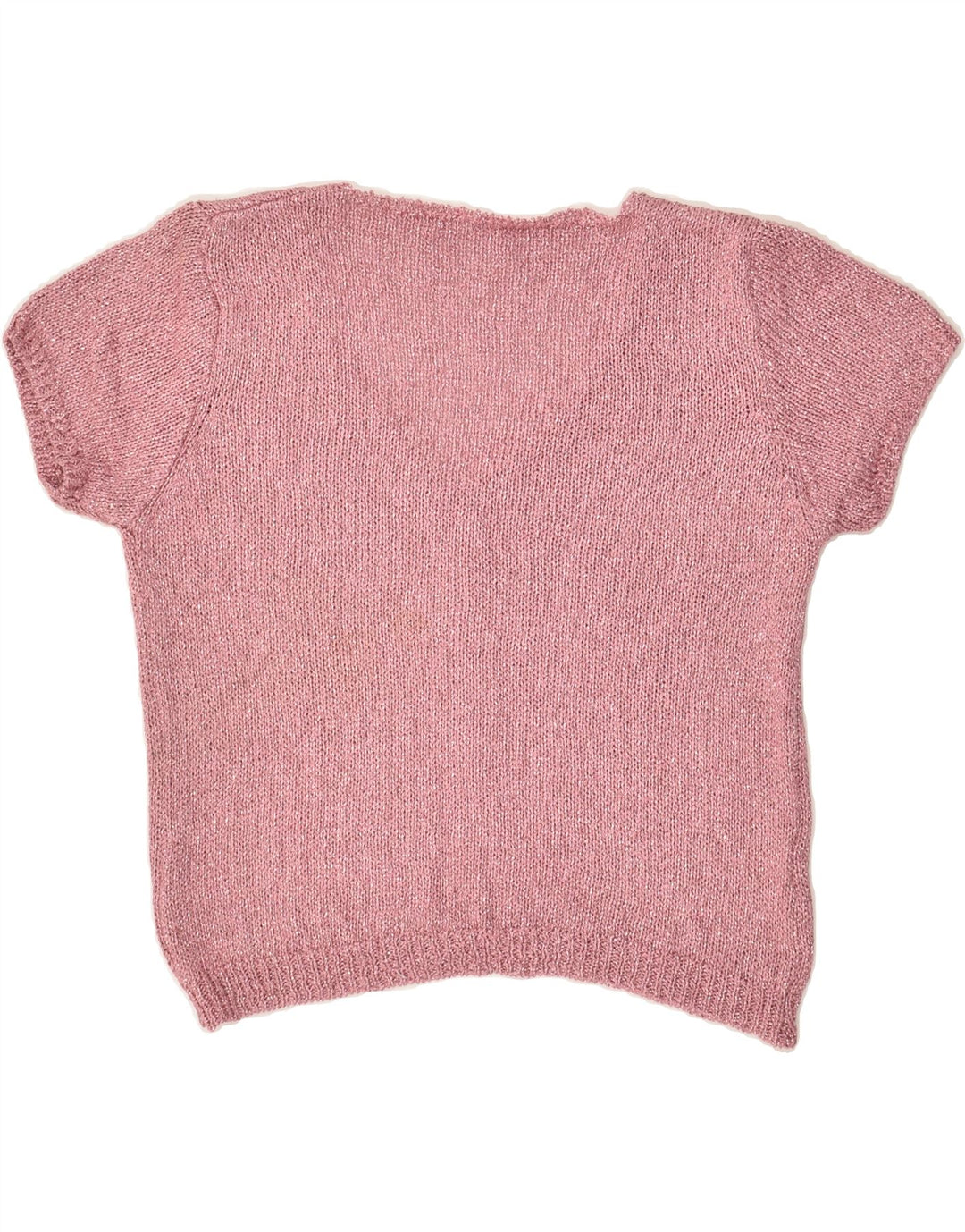 VINTAGE Womens Short Sleeve V-Neck Jumper Sweater UK 10 Small Pink Viscose | Vintage Vintage | Thrift | Second-Hand Vintage | Used Clothing | Messina Hembry 
