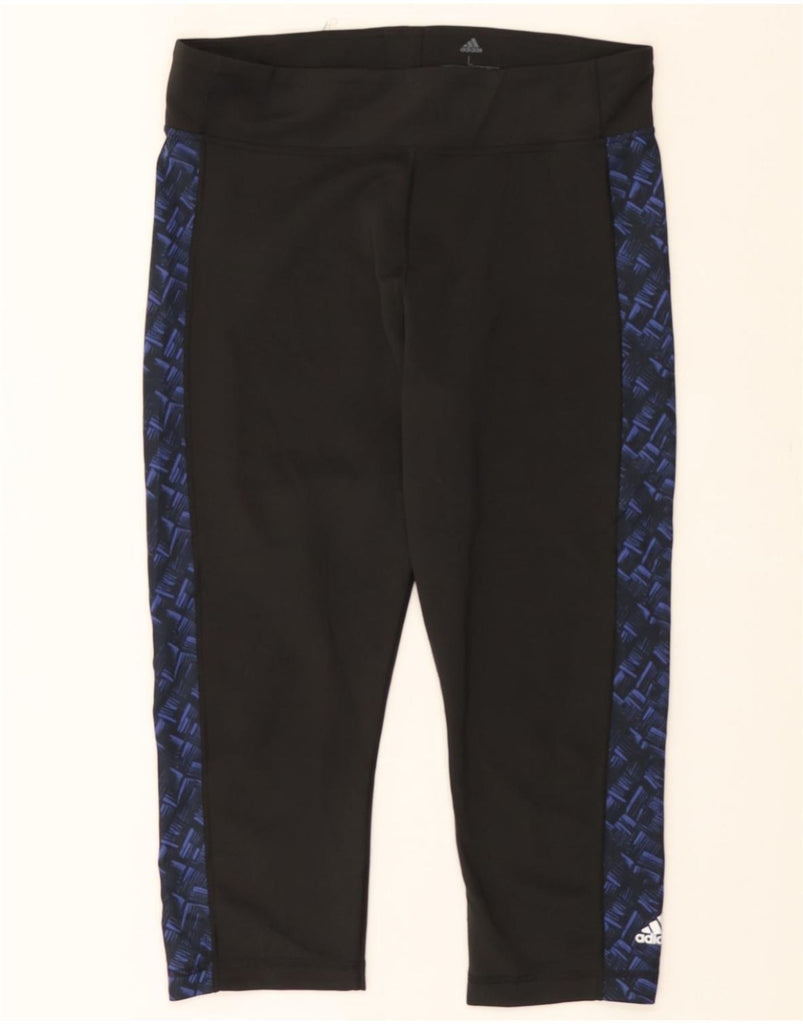 ADIDAS Womens Capri Leggings UK 16/18 Large  Black Colourblock Polyester Vintage Adidas and Second-Hand Adidas from Messina Hembry 