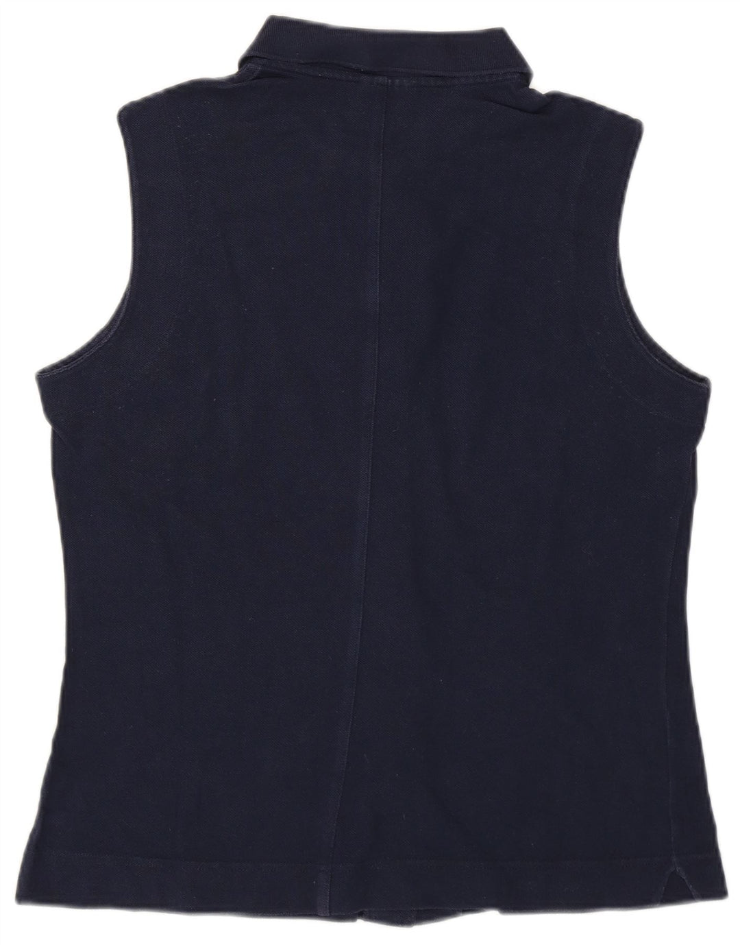 Lacoste Womens Sleeveless Shirt Blouse Size 44 Large Navy Blue Cotton
