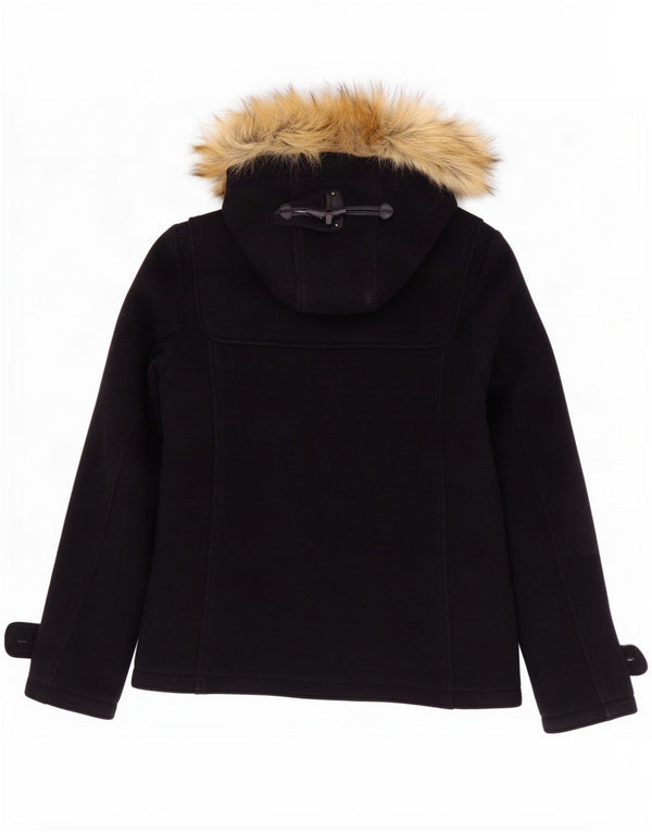 Fat Face Womens Hooded Duffle Jacket UK 10 Small Navy Blue Wool