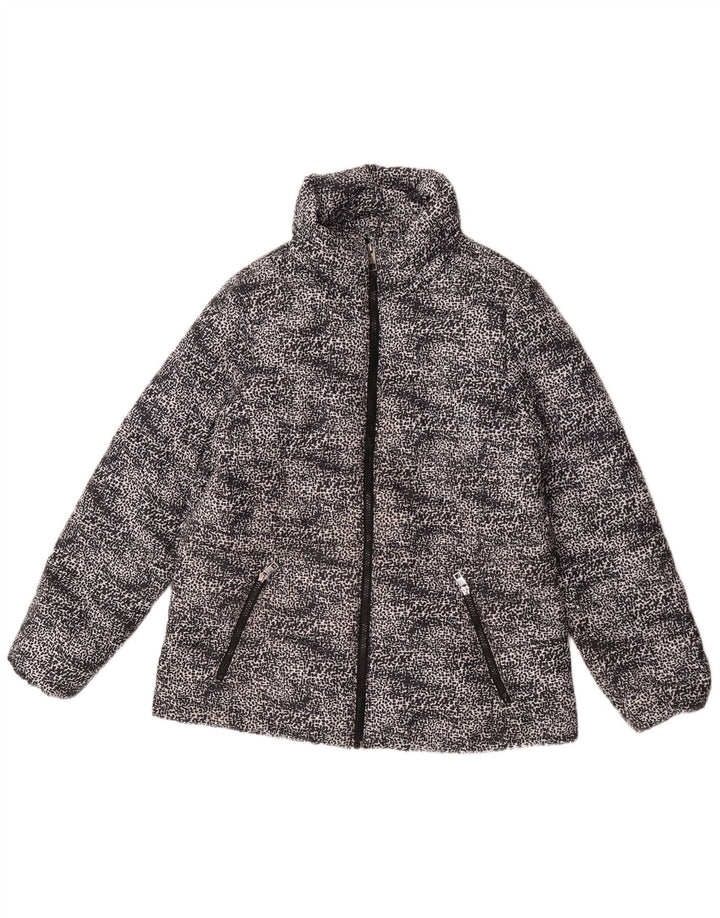 Marks & Spencer Womens Padded Jacket UK 14 Large Black Spotted Polyester