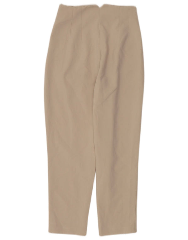 Zara Womens High Waist Tapered Suit Trousers Small W26 L26 Beige Polyester