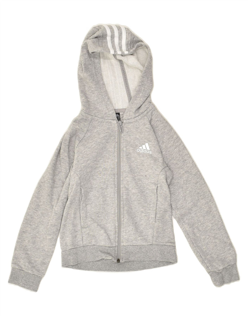 ADIDAS Boys Zip Hoodie Sweater 7-8 Years Grey Cotton | Vintage Adidas | Thrift | Second-Hand Adidas | Used Clothing | Messina Hembry 