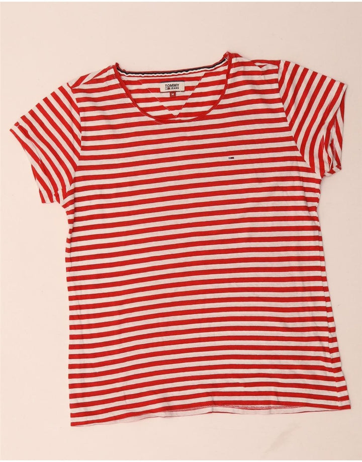 Tommy Hilfiger Womens T-Shirt Top UK 14 Medium Red Striped