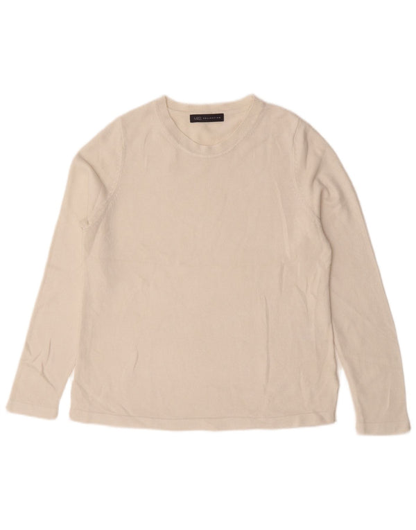 Marks & Spencer Womens Crew Neck Jumper Sweater UK 12 Medium White Acrylic