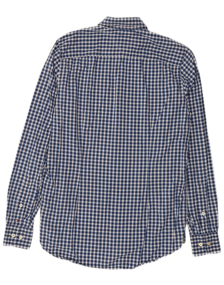 Tommy Hilfiger Mens Slim Fit Shirt Small Blue Gingham Cotton
