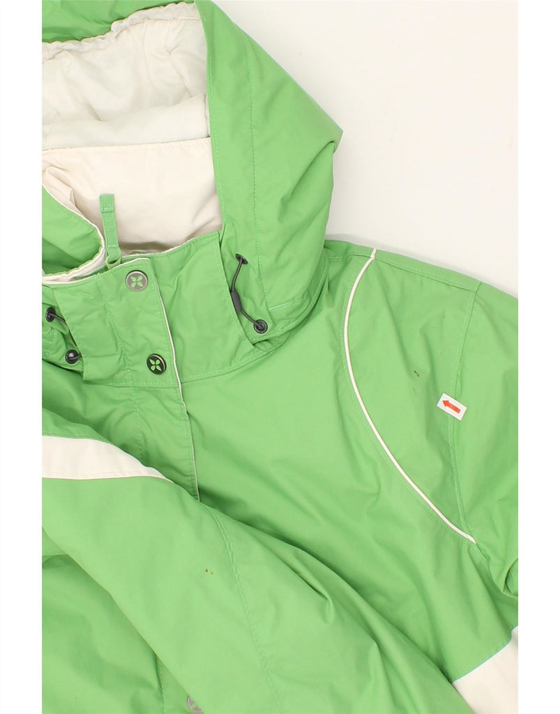 COLUMBIA Womens Hooded Windbreaker Jacket UK 14 Large Green Colourblock Vintage Columbia and Second-Hand Columbia from Messina Hembry 