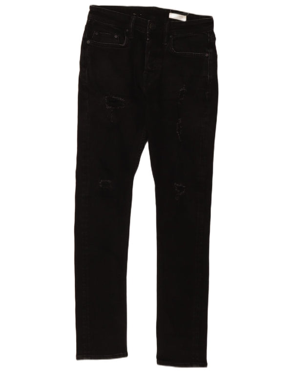 All Saints Mens Cigarette Distressed Skinny Jeans W28 L30 Black Cotton