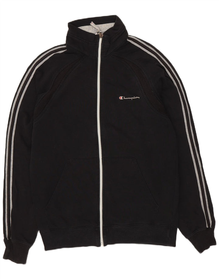 Champion Mens Tracksuit Top Jacket Medium Black Cotton
