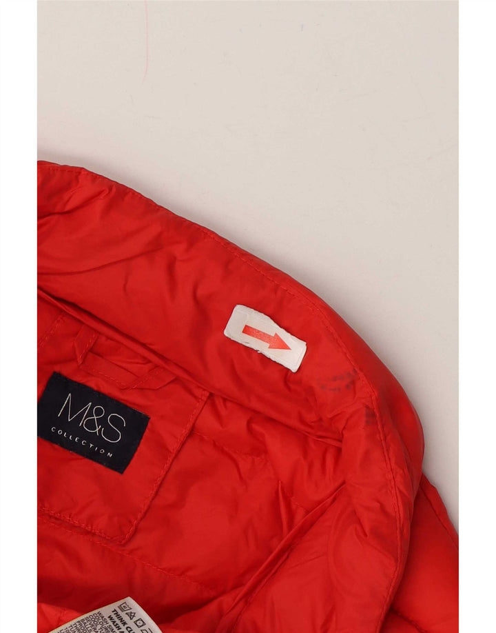 Marks & Spencer Womens Hooded Padded Gilet UK 12 Medium Red Polyamide