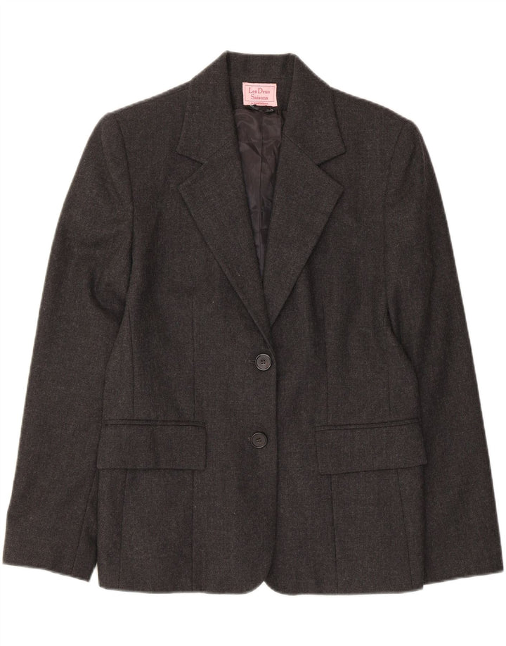 GIANFREDIANI Womens 2 Button Blazer Jacket IT 42 Medium Grey Virgin Wool