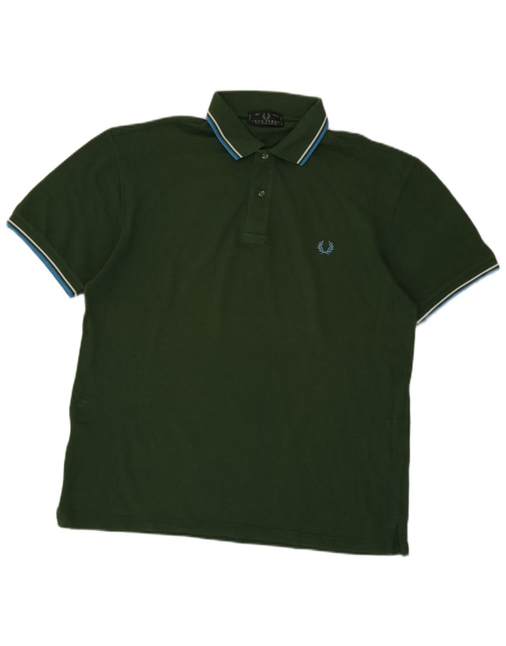 Fred Perry Mens Polo Shirt Large Green Cotton
