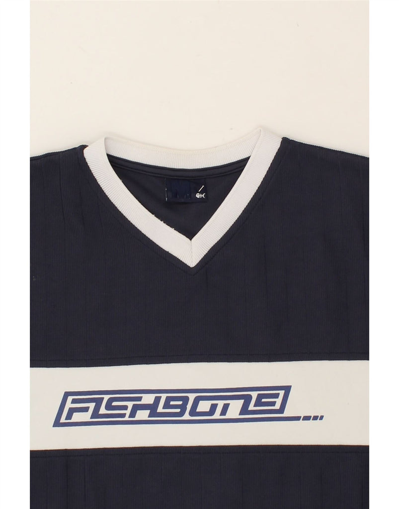 FISHBONE Mens Graphic T-Shirt Top Medium Navy Blue Polyester | Vintage Fishbone | Thrift | Second-Hand Fishbone | Used Clothing | Messina Hembry 