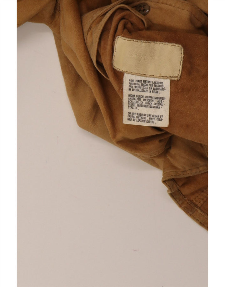 A. RASPINI Mens Suede Jacket UK 36 Small Brown Leather