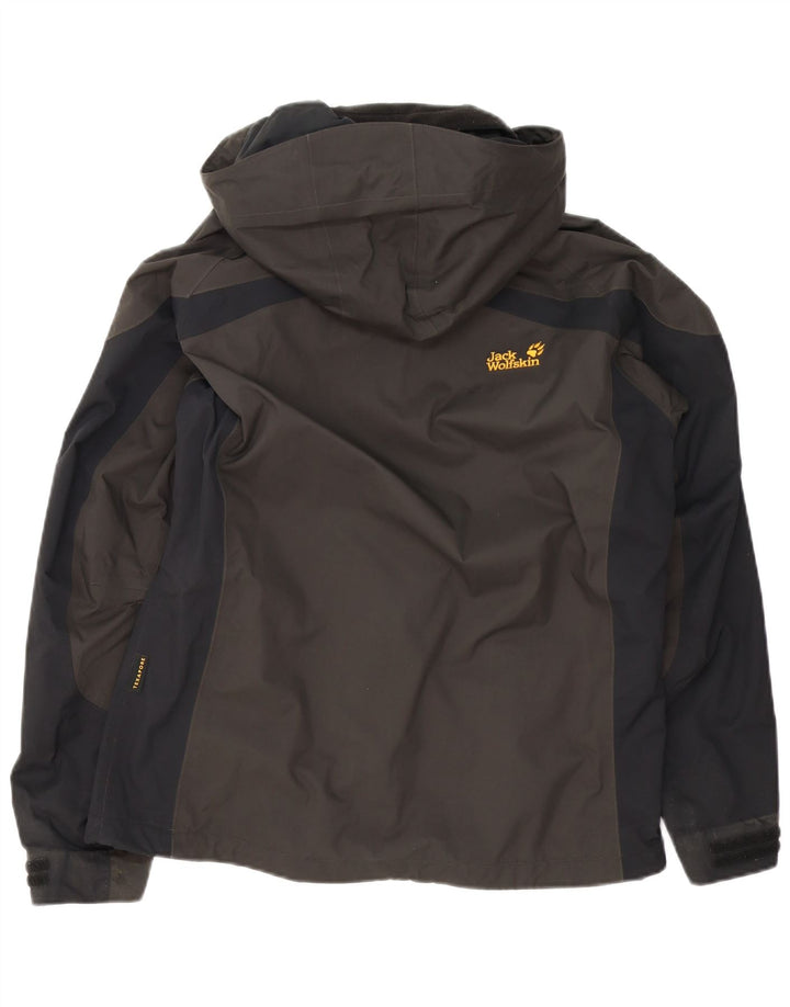 Jack Wolfskin Womens Hooded Rain Jacket UK 12/14 Medium Brown Colourblock