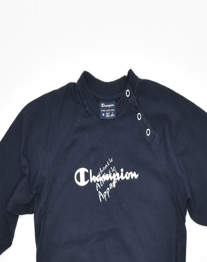 CHAMPION Boys Graphic Sweatshirt Jumper 2-3 Years XL Navy Blue Cotton | Vintage | Thrift | Second-Hand | Used Clothing | Messina Hembry 