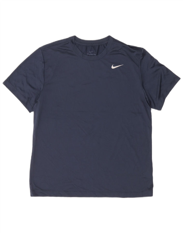 Nike Mens Dri Fit T-Shirt Top XL Navy Blue Polyester