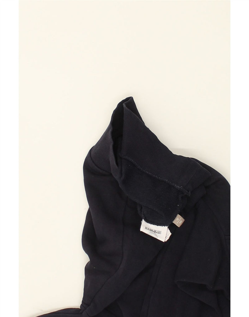 NAPAPIJRI Boys Graphic Hoodie Jumper 9-10 Years Navy Blue Cotton | Vintage Napapijri | Thrift | Second-Hand Napapijri | Used Clothing | Messina Hembry 