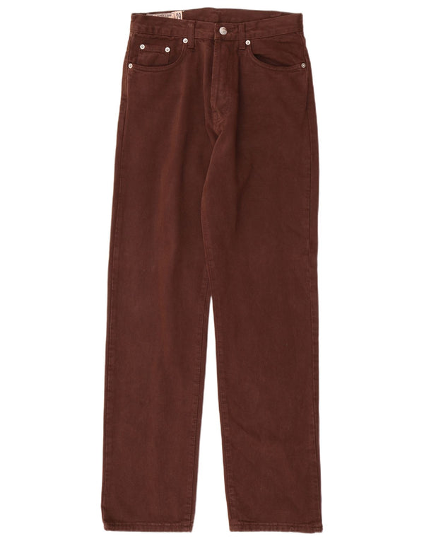 Uniform Mens Straight Casual Trousers W29 L32 Brown Cotton