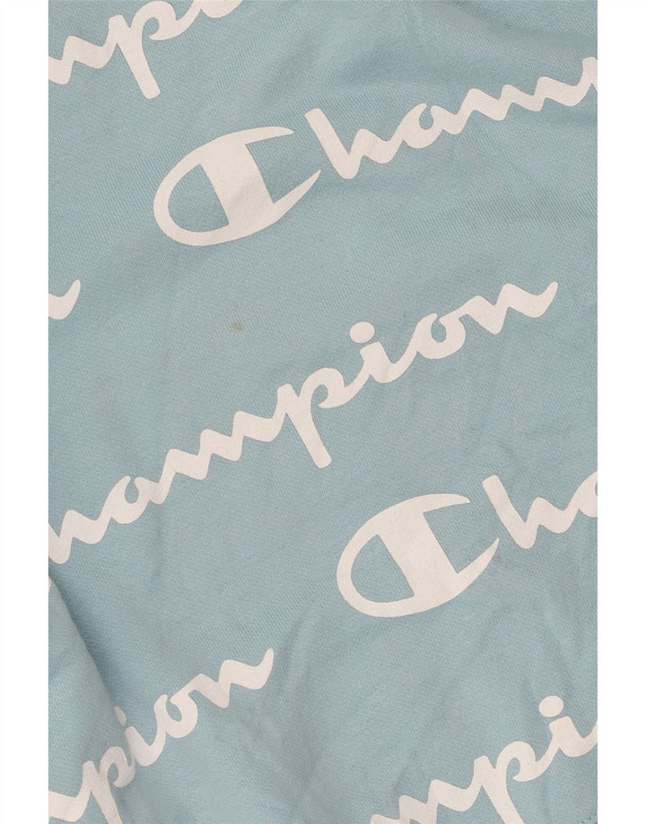 CHAMPION Womens Graphic Hoodie Jumper UK 12 Medium Blue
