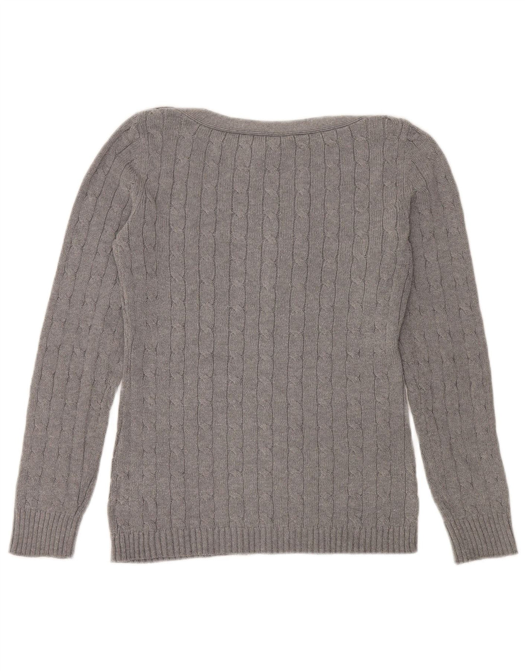 RALPH LAUREN Womens Boat Neck Jumper Sweater UK 14 Medium Grey Cotton