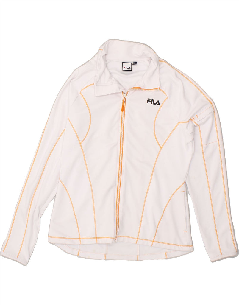 FILA Womens Tracksuit Top Jacket UK 16 Large White Polyester | Vintage Fila | Thrift | Second-Hand Fila | Used Clothing | Messina Hembry 