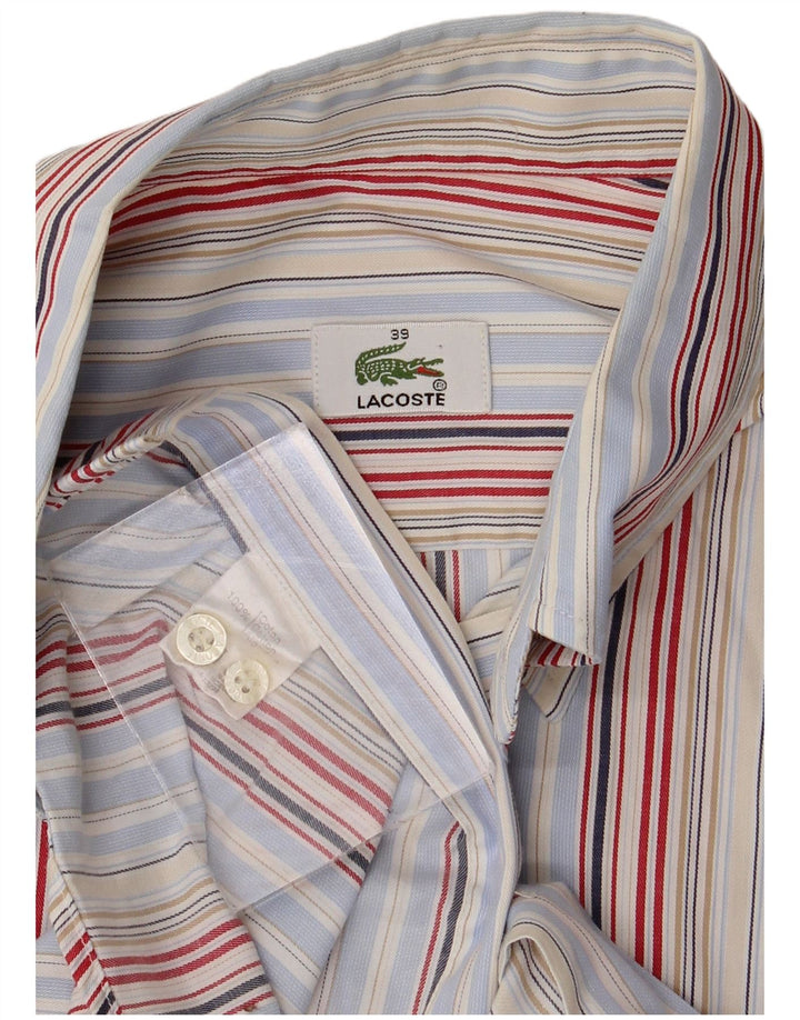 Lacoste Mens Short Sleeve Shirt Size 39 Medium Multicoloured Striped Cotton