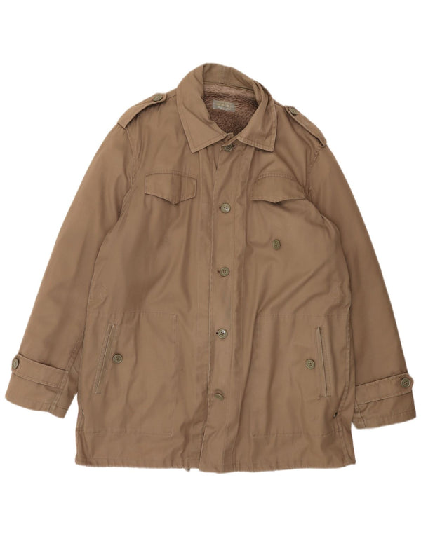 Vintage Mens Sherpa Military Jacket EU 58 4XL Brown Polyester