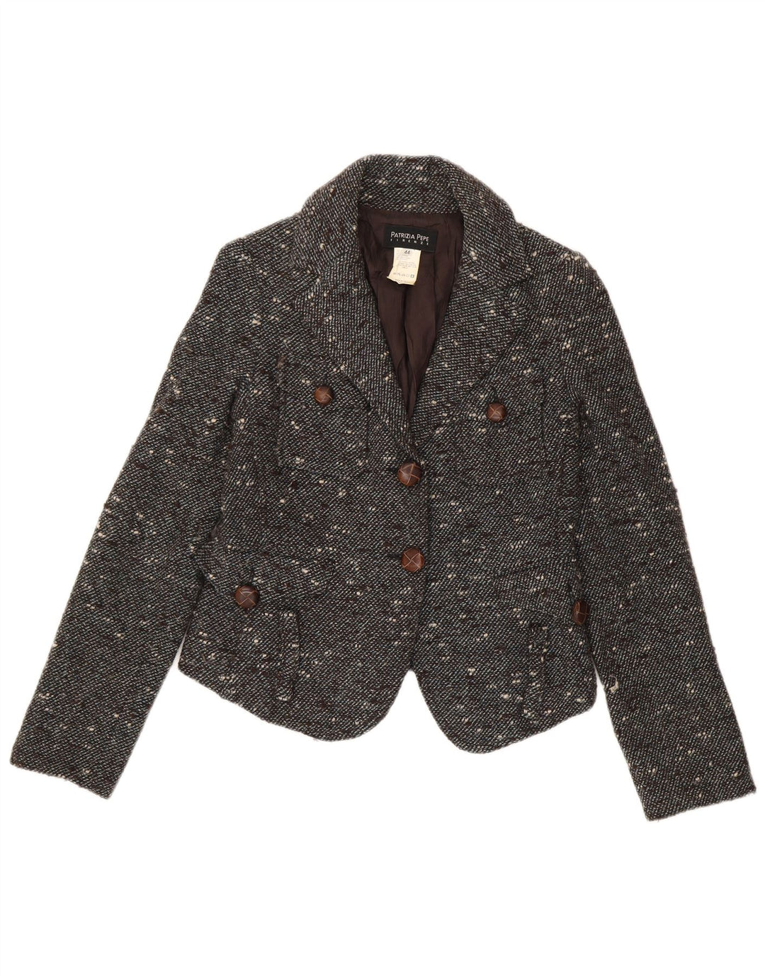 Patrizia Pepe Womens Crop 2 Button Blazer Jacket IT 44 Medium Grey Flecked