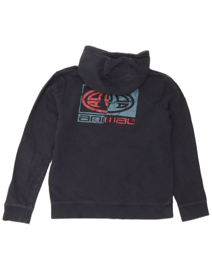 Animal Mens Graphic Hoodie Jumper Small Navy Blue Cotton