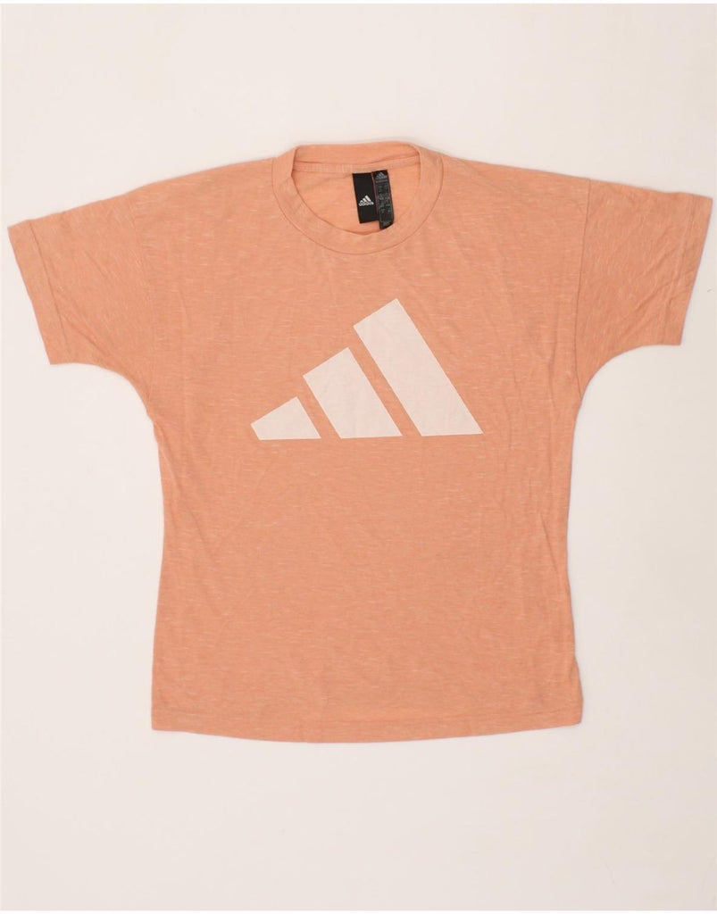 ADIDAS Womens Graphic T-Shirt Top UK 8/10 Small Pink Flecked Vintage Adidas and Second-Hand Adidas from Messina Hembry 