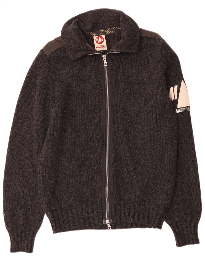Murphy & Nye Mens Sailmakers Graphic Cardigan Sweater Large Grey Wool