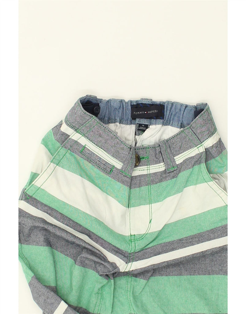 TOMMY HILFIGER Boys Chino Shorts 13-14 Years W22  Green Striped Cotton | Vintage Tommy Hilfiger | Thrift | Second-Hand Tommy Hilfiger | Used Clothing | Messina Hembry 