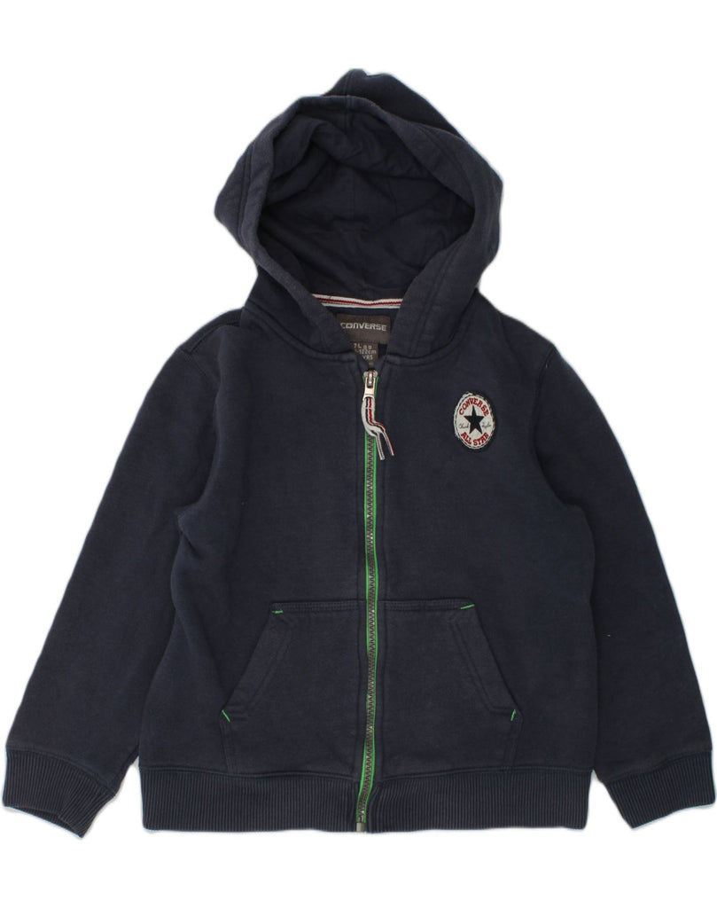 CONVERSE Boys Zip Hoodie Sweater 6-7 Years Large Navy Blue Cotton | Vintage Converse | Thrift | Second-Hand Converse | Used Clothing | Messina Hembry 