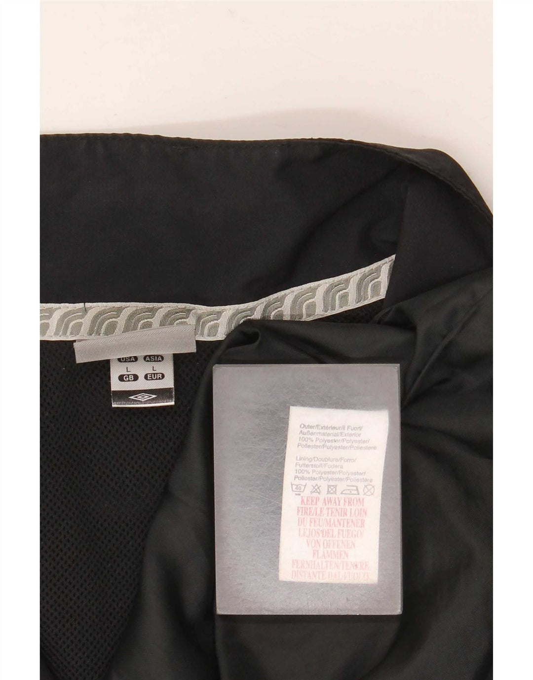 Umbro Mens Tracksuit Top Jacket Large Black Geometric Polyester