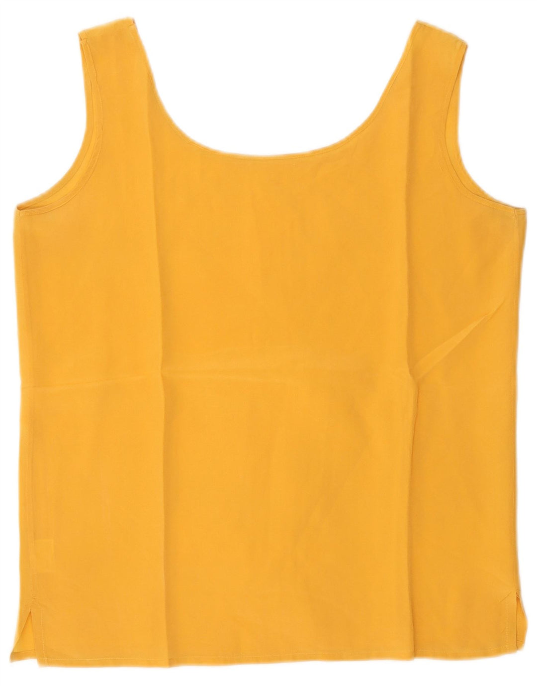 Vintage Womens Sleeveless Crop Top UK 12 Medium Yellow Silk