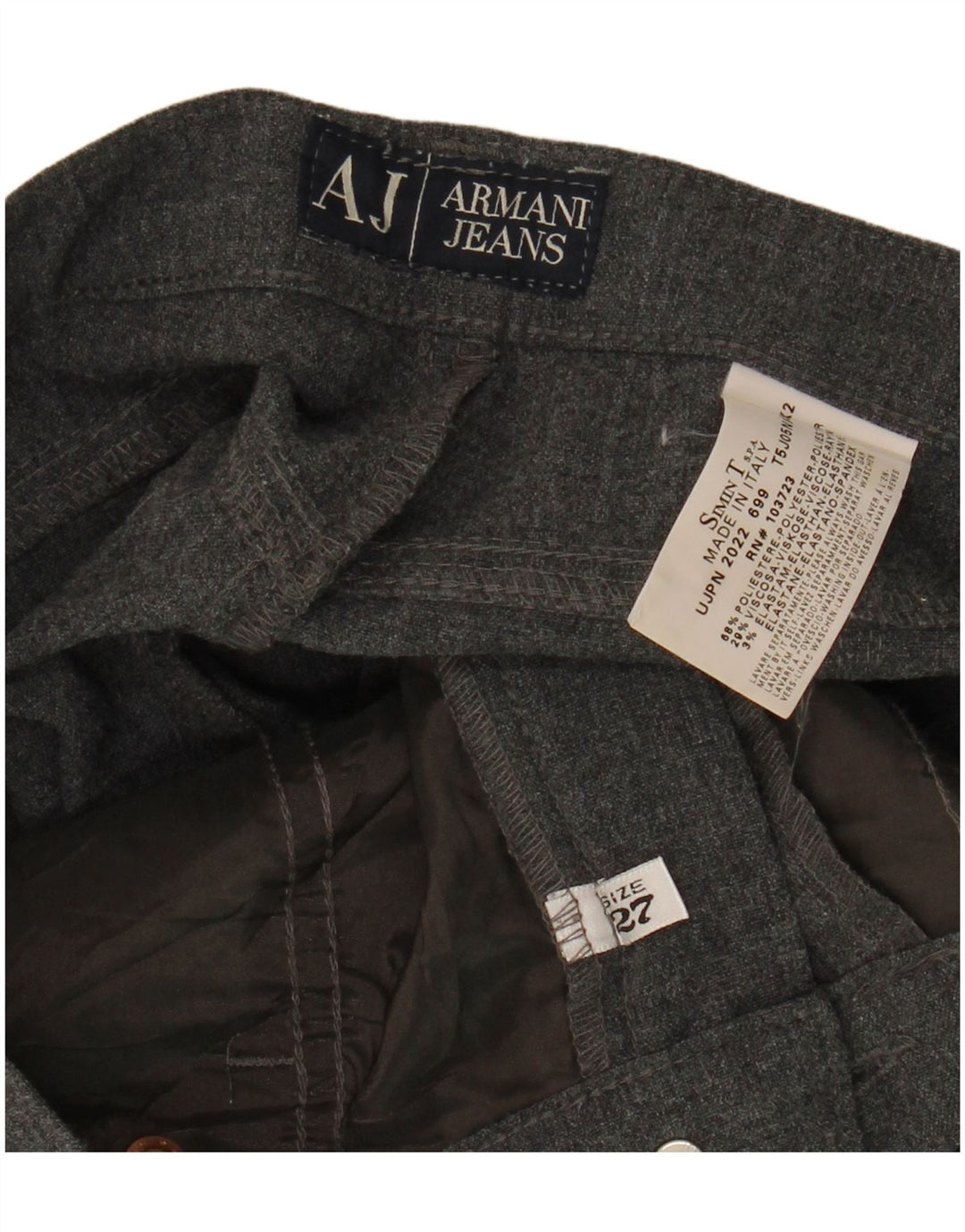 ARMANI Womens Slim Casual Trousers W27 L30 Grey Polyester